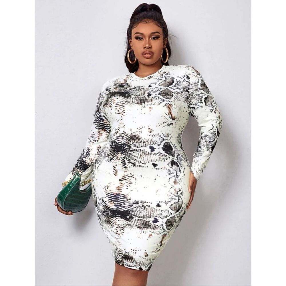 Plus Size Snakeskin Bodycon Dress